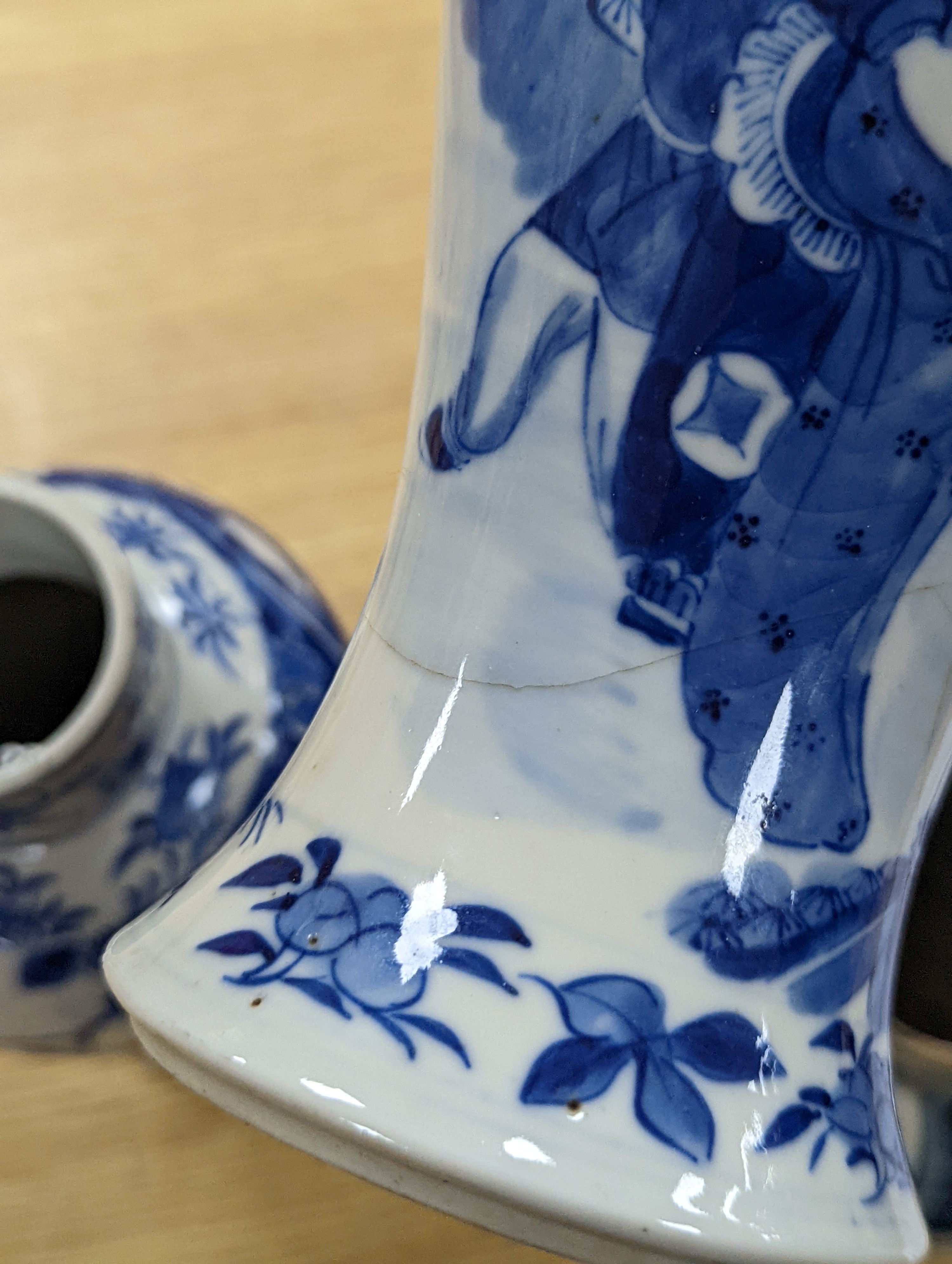 A pair of Chinese blue and white ‘boys’ baluster vases and a Chinese blue and white jar, 19th-century and later 27cm